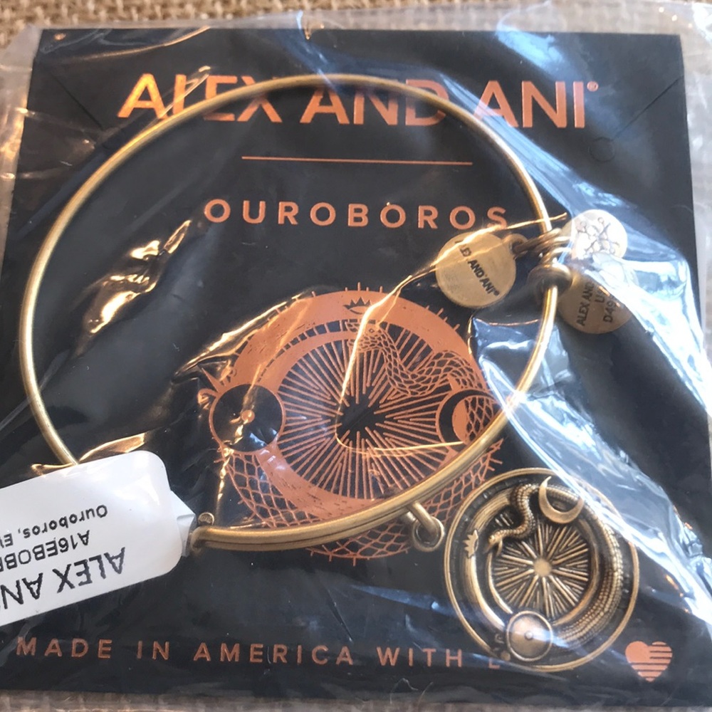 NWT Alex and Ani Ouroboros Bangle RG